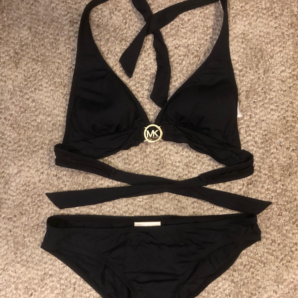 Michae Kors black halter bikini